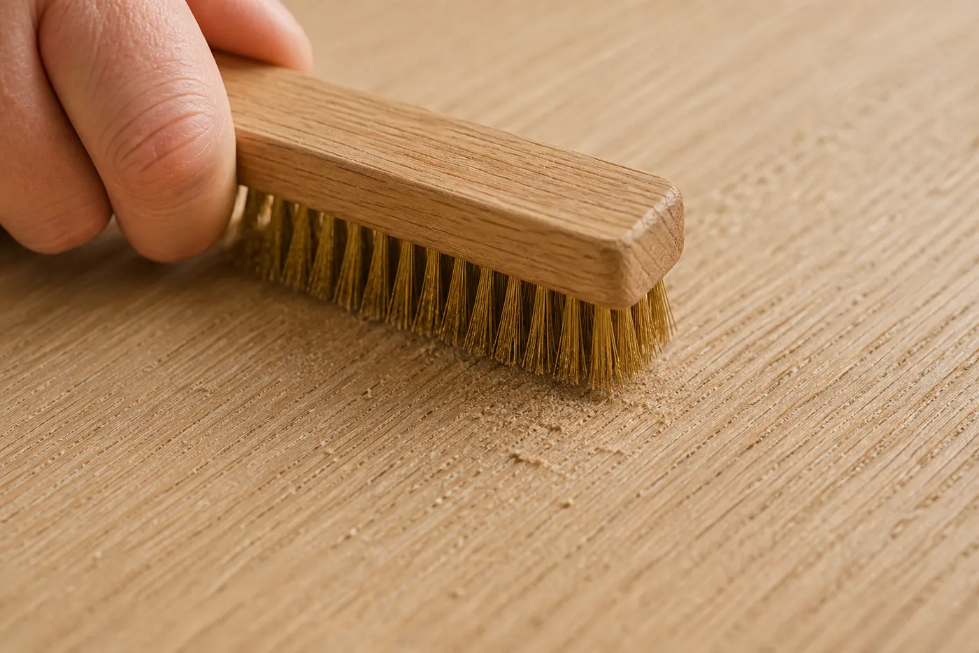 Brossage du bois avec brosse à céruser