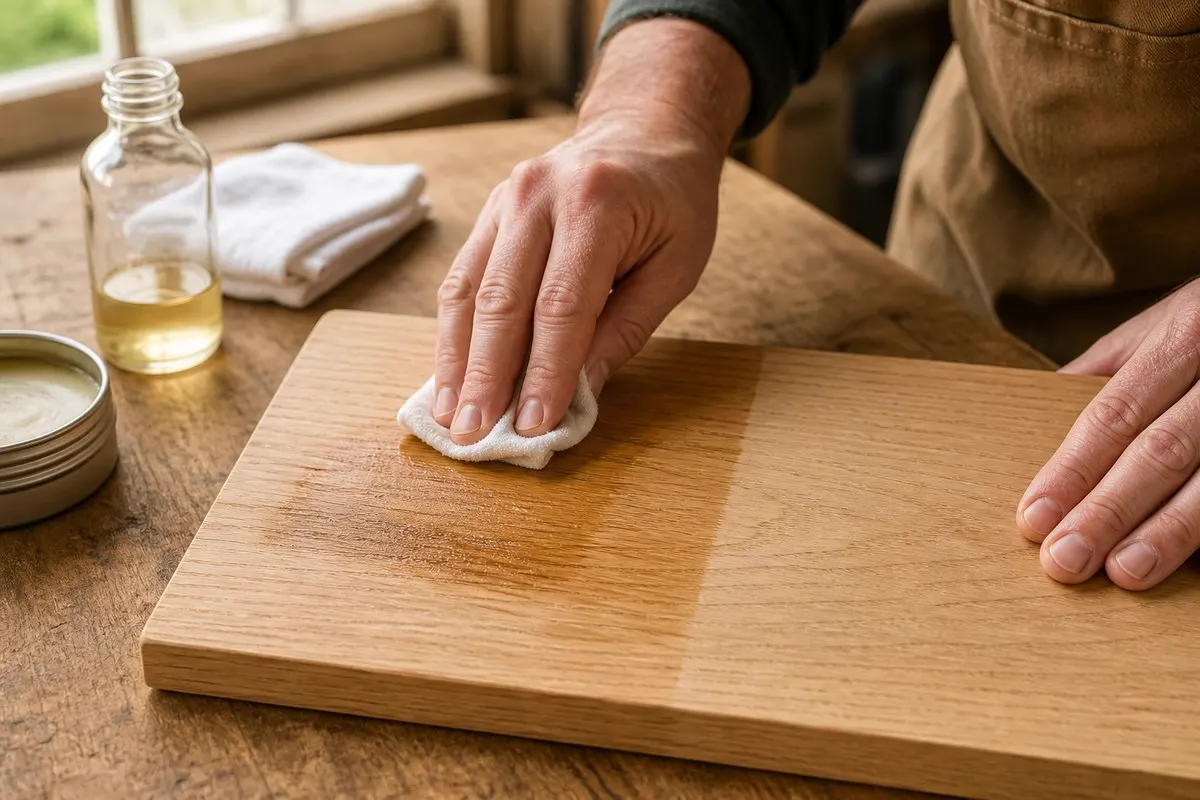 Application d’huile sur bois