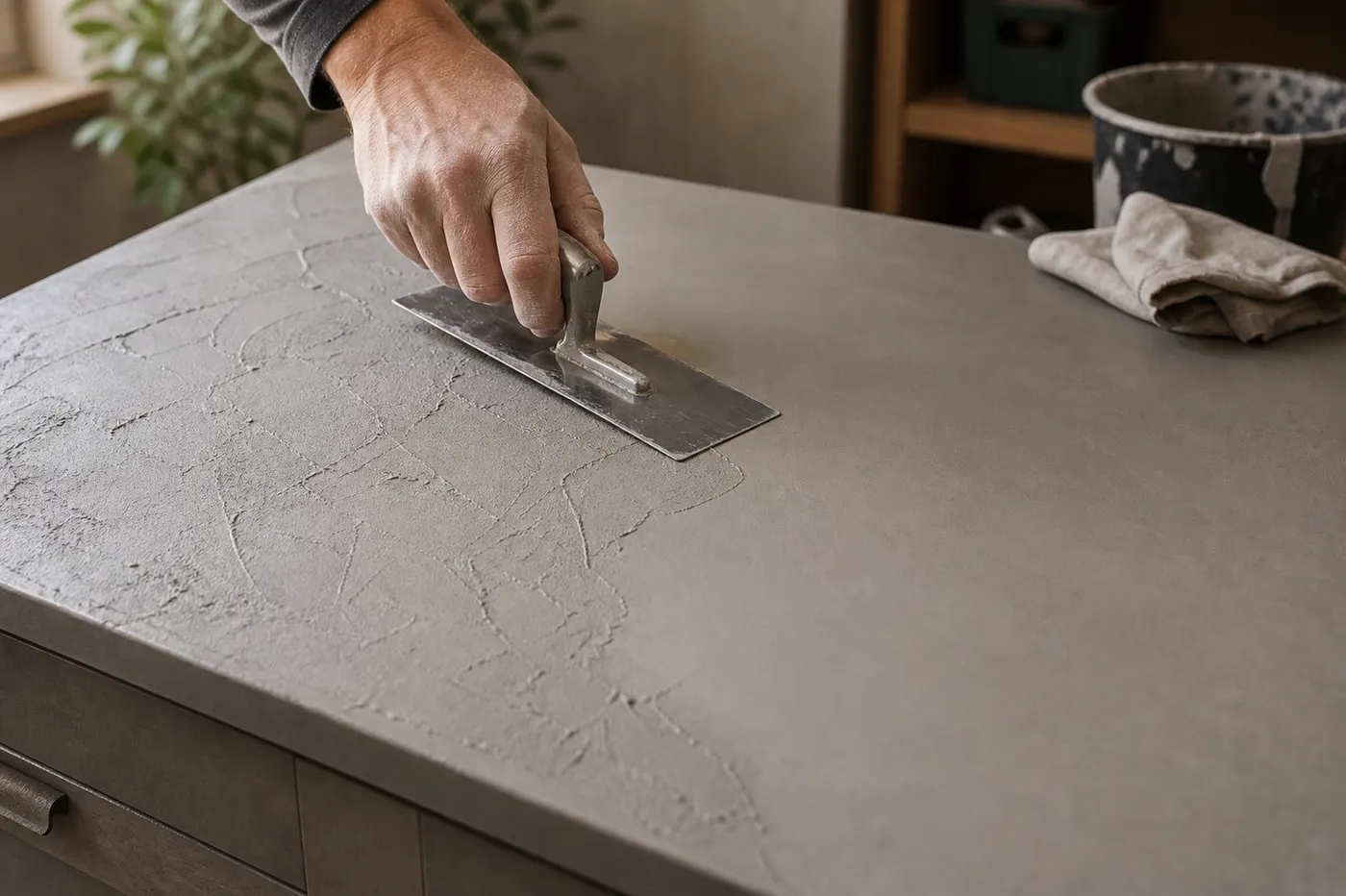 Lissage d’un enduit effet béton