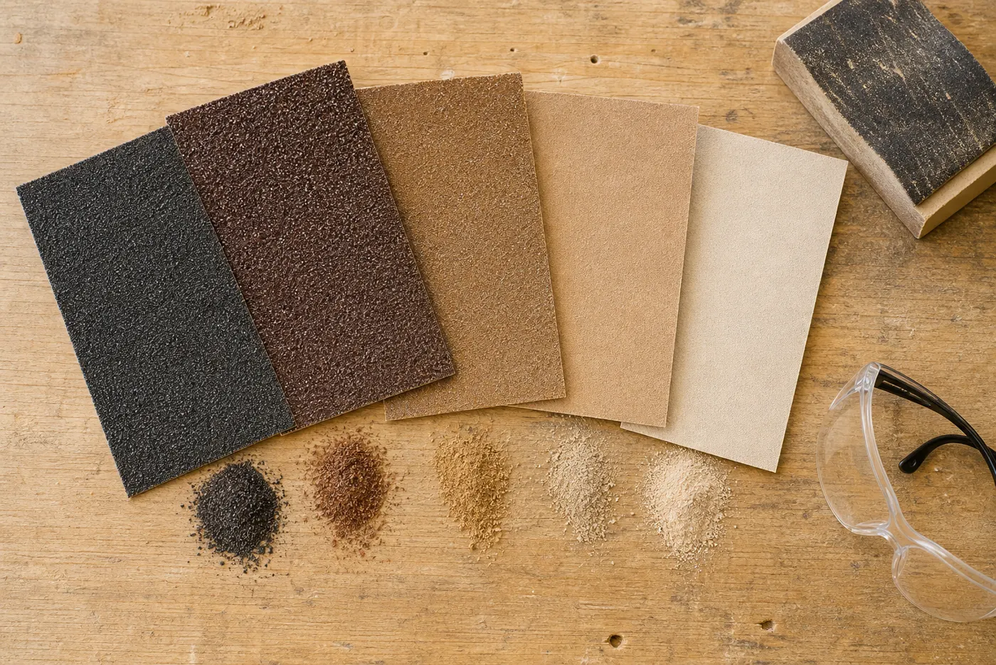 Différents grains de papier abrasif
