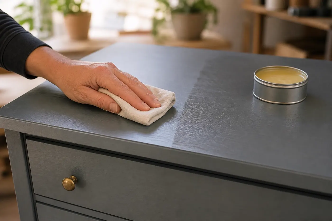 Application de cire au chiffon