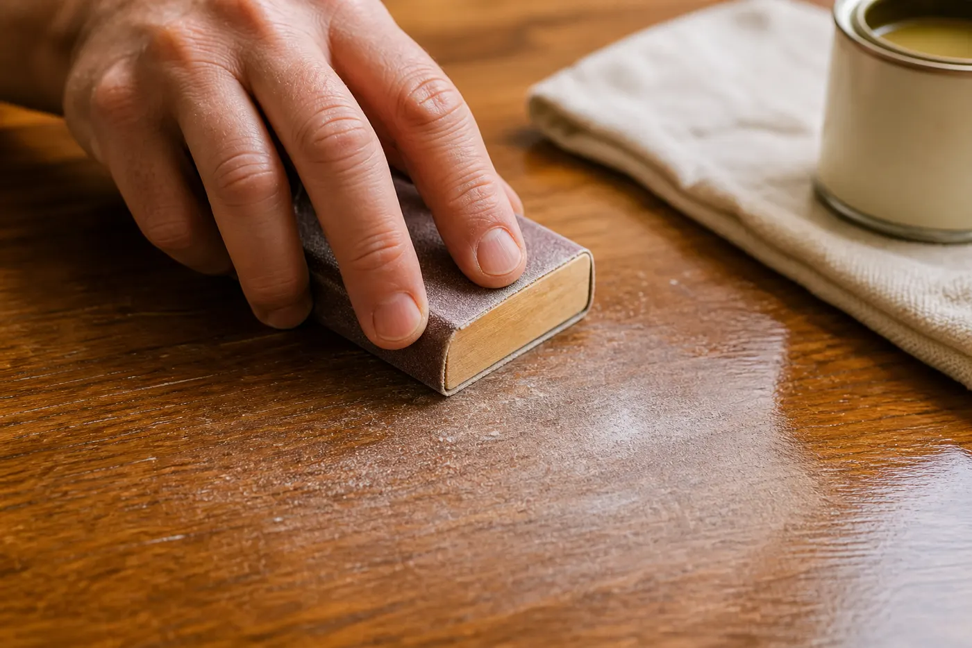 Égrenage entre deux couches de vernis