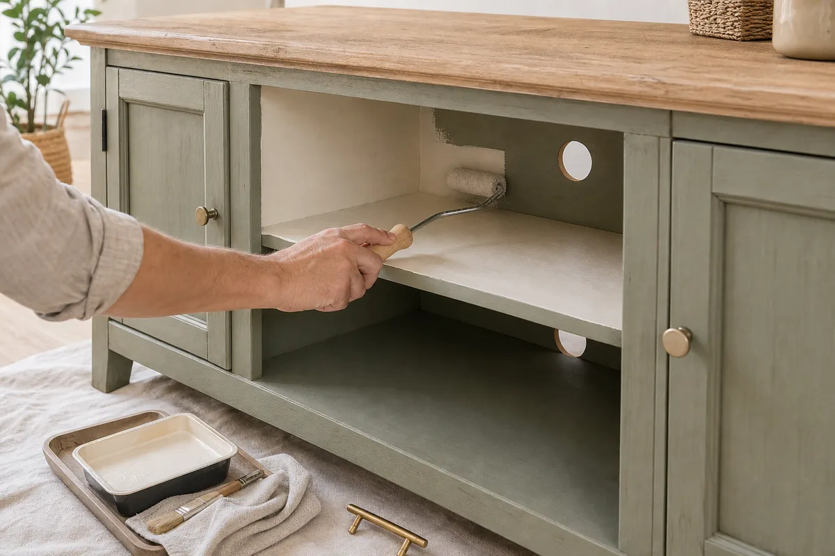 Peinture intérieure contrastante sur meuble TV