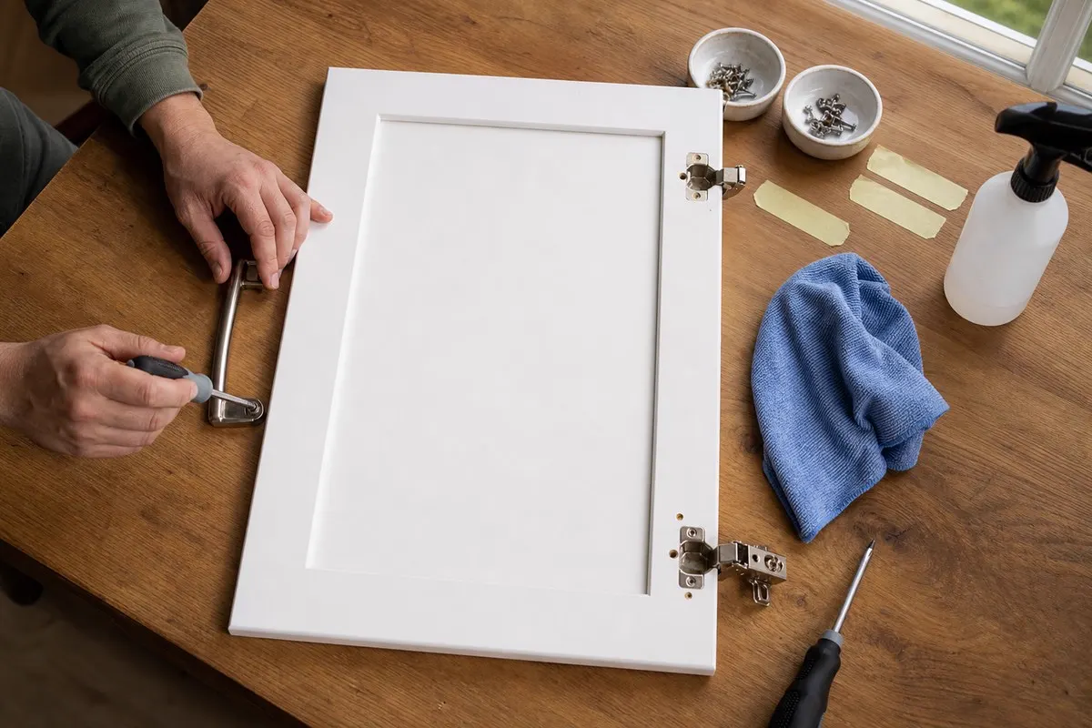 Démontage et numérotation des portes de cuisine