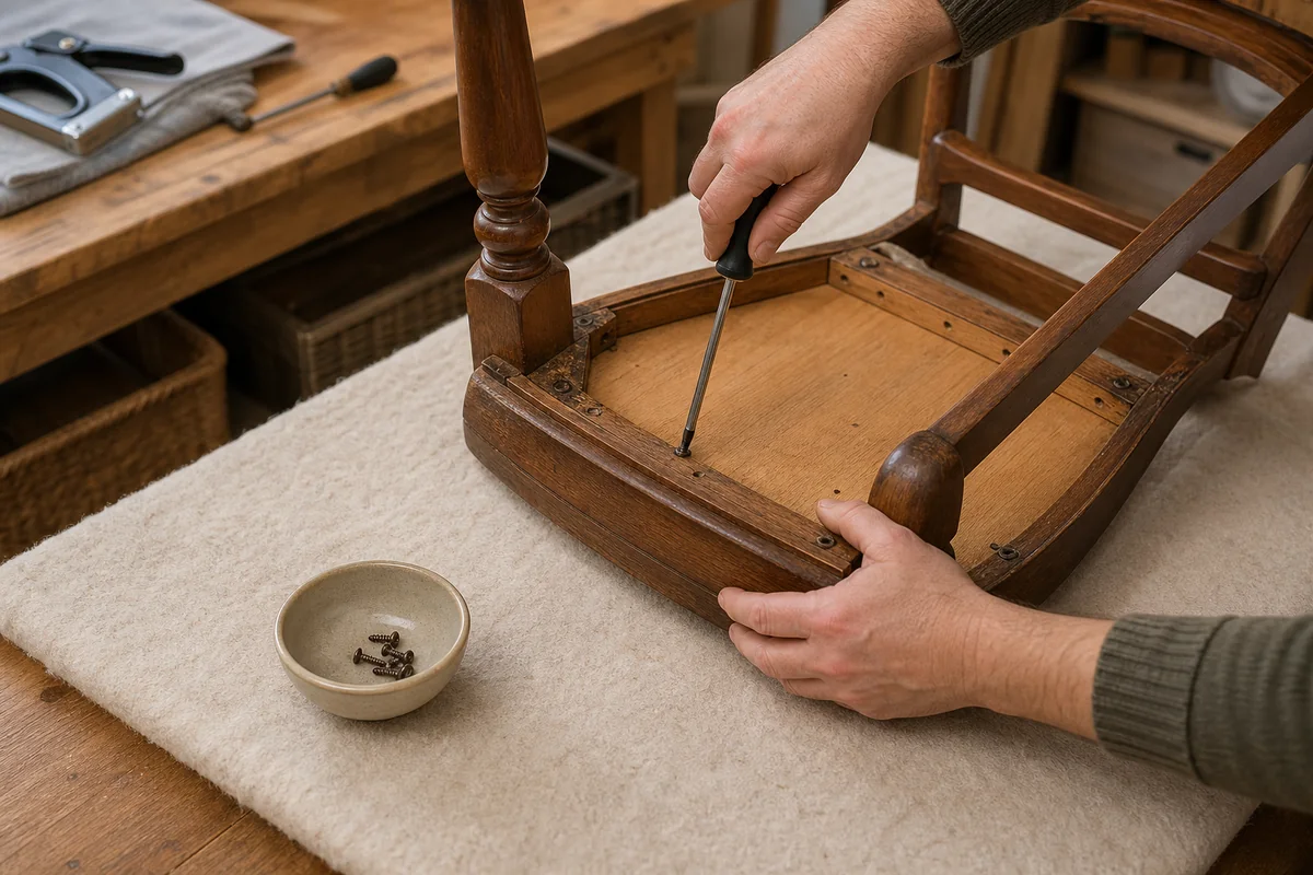 Démontage d’une assise de chaise