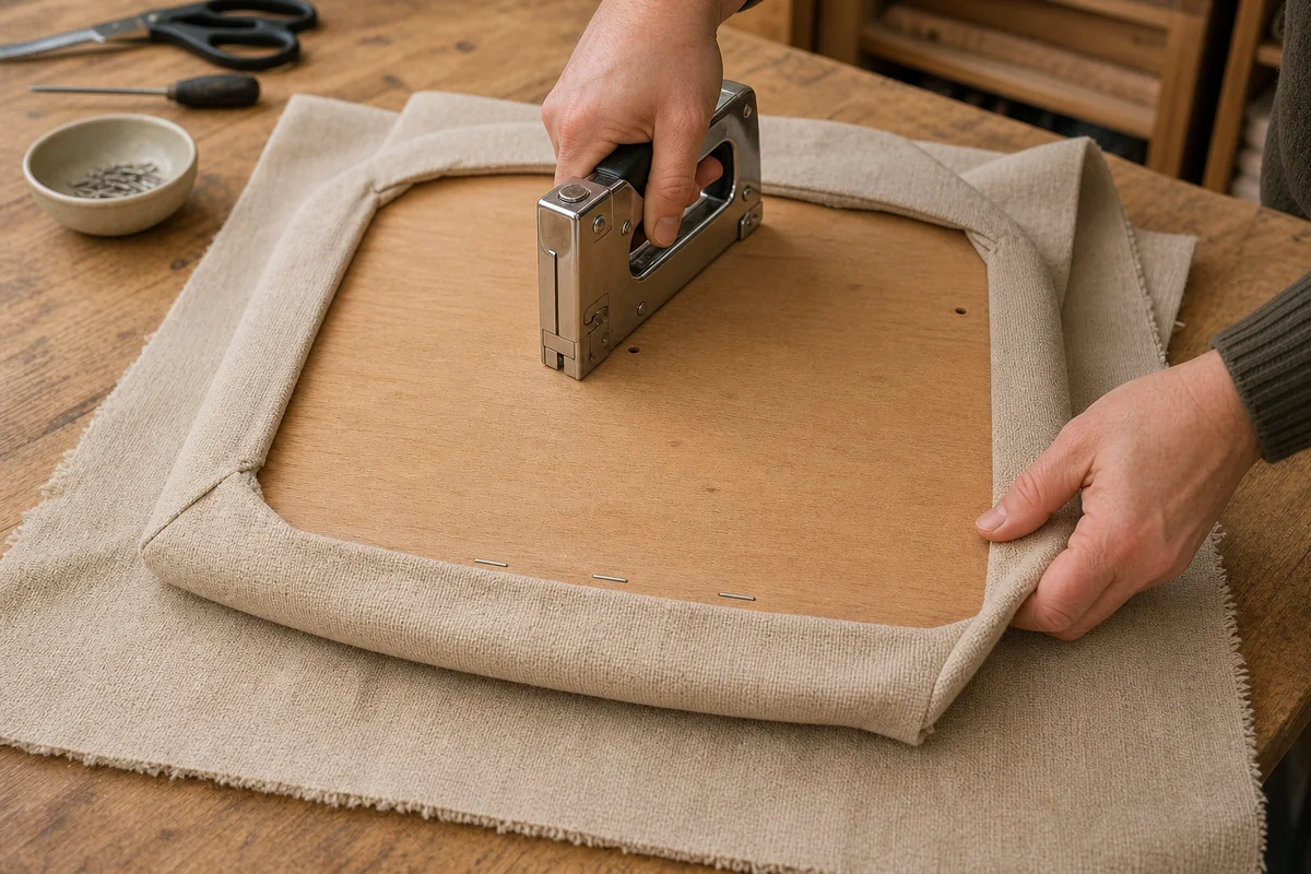 Agrafage du tissu sous une assise