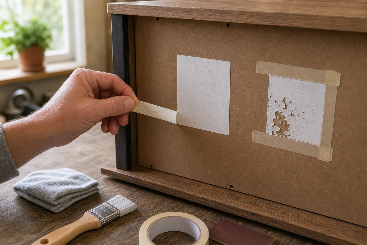 Test au ruban sur peinture sèche
