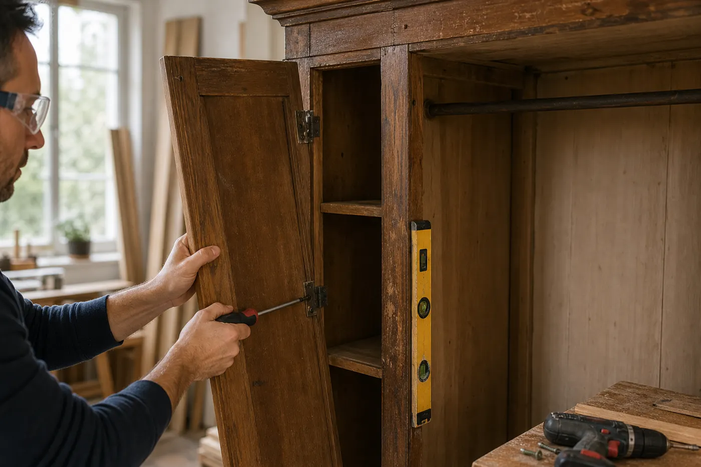 Démontage des portes d’armoire