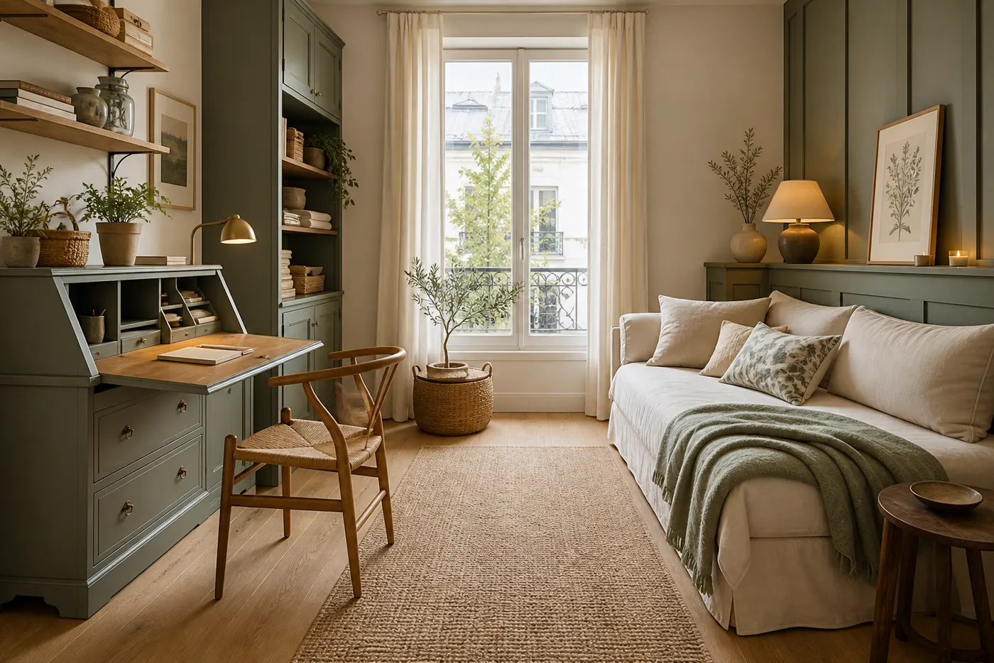 Bureau chambre d’amis flexible avec secrétaire relooké