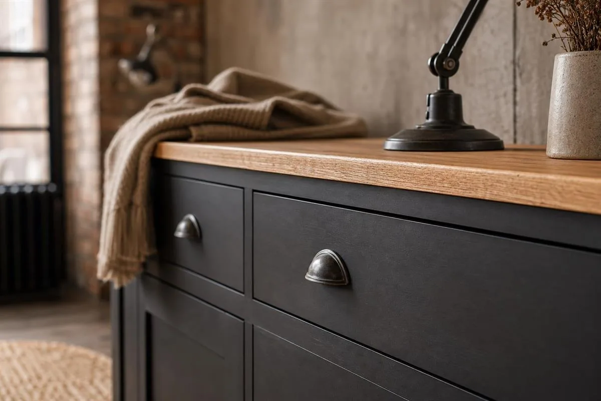 Loft atelier avec enfilade industrielle adoucie