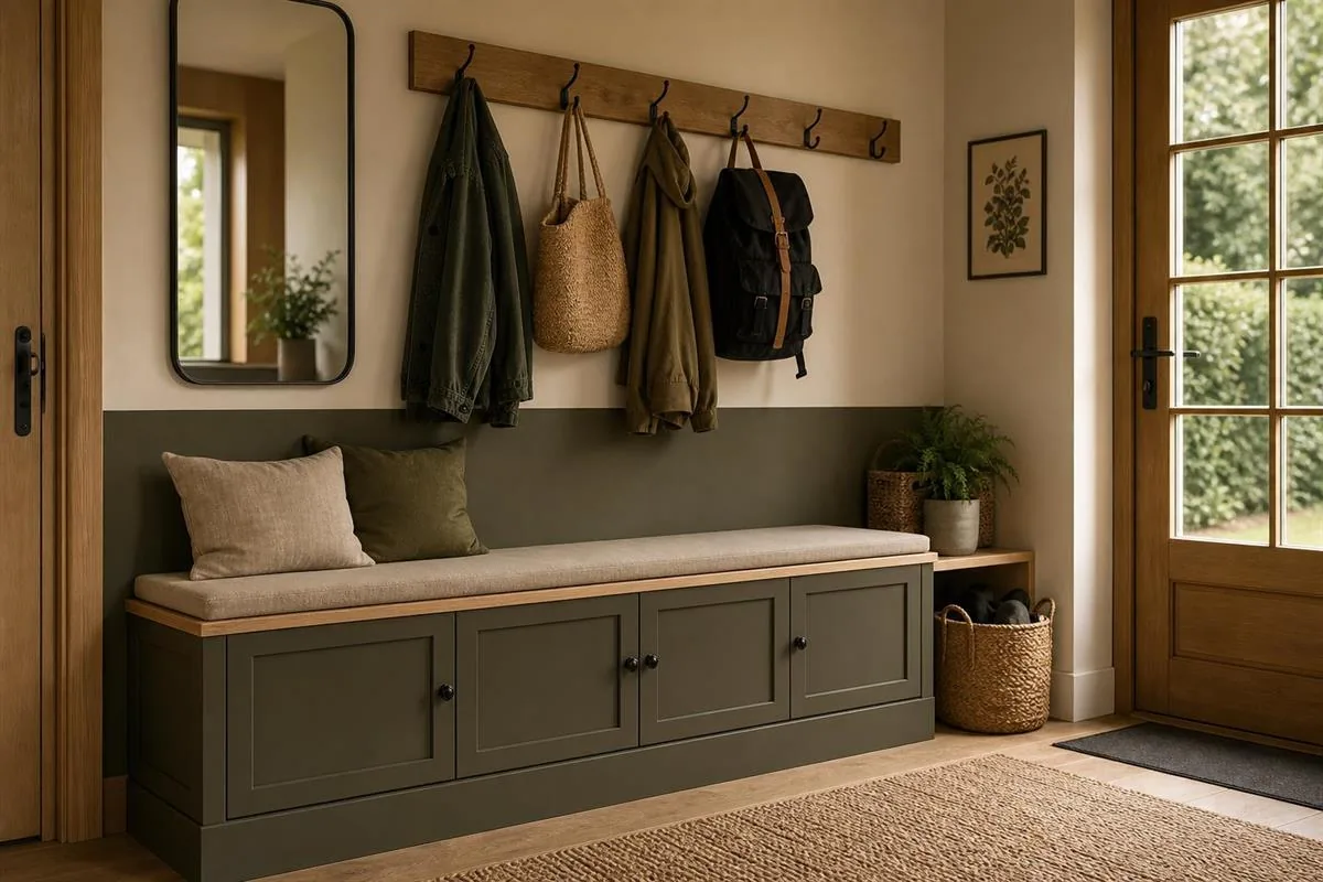 Vestiaire familial avec rangement fermé et meuble relooké